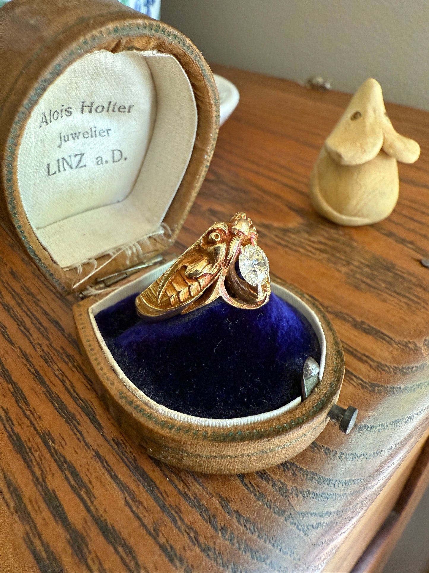 DRAGON Heavy Antique 1 Carat Old European Cut Diamond Figural Ring 12.6g 18k Gold Solid Gargoyle Chimera Belle Epoque Art Nouveau Unisex OEC