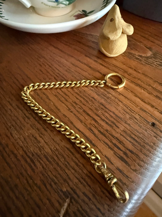 Victorian to art Deco Gold Fill Watch Curb Chain Bracelet Extender Connector XL Spring Ring & Dog Clip Pendant Charm Holder