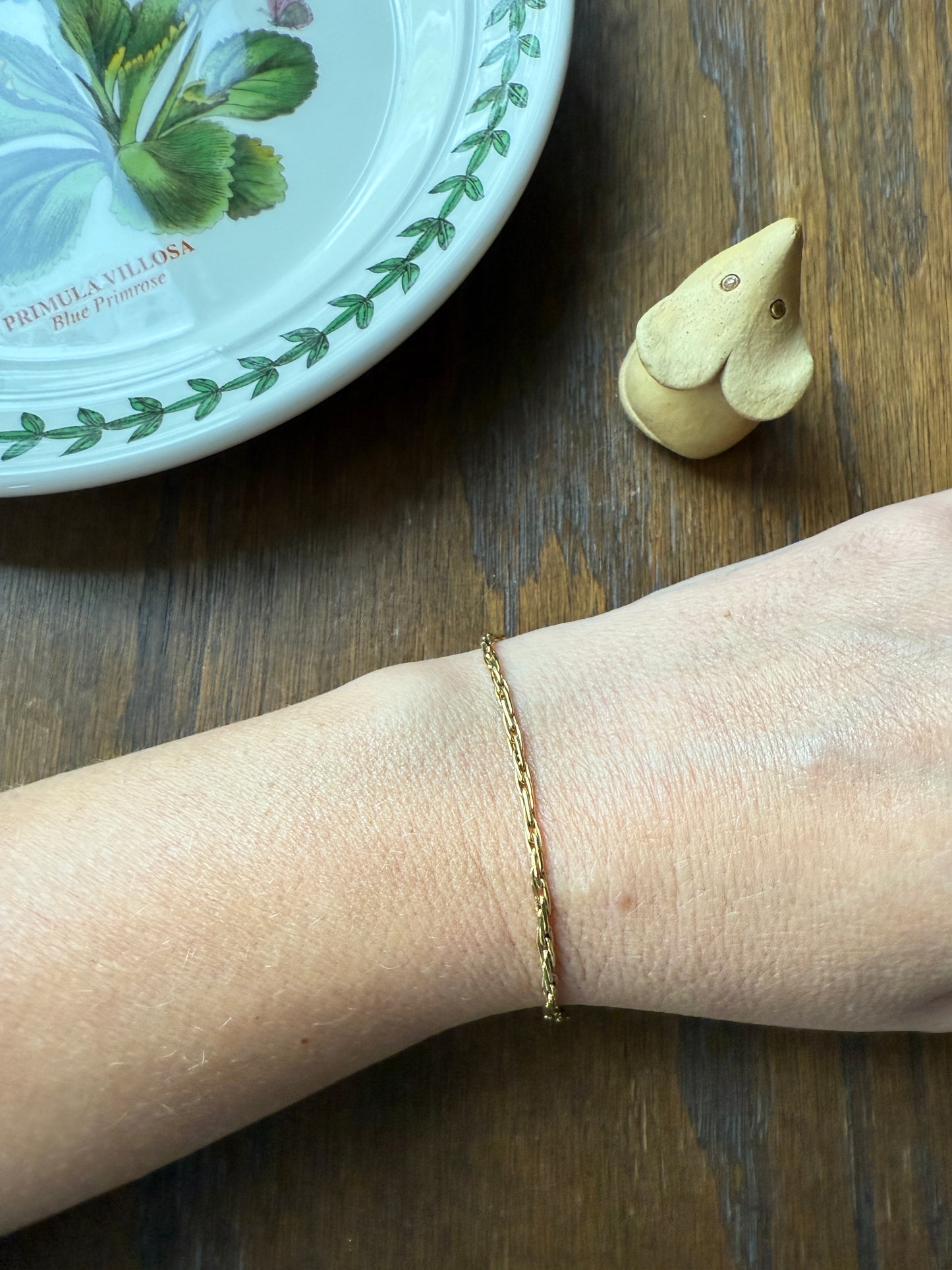 Vintage Gold Filled Oval Link Chain Bracelet or Extender / Connector French Minimalist Wriststack