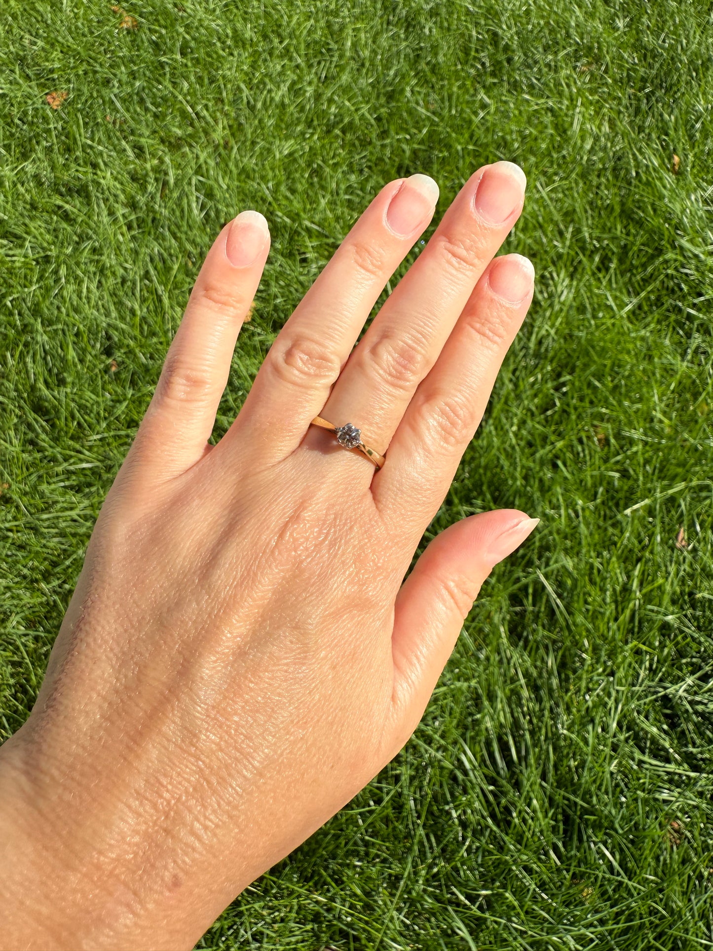 CHAMPAGNE Vintage Natural DIAMOND .3 Carat Fancy Light Brown Ring 9k Gold Wedding Engagement Tall Solitaire Stacker