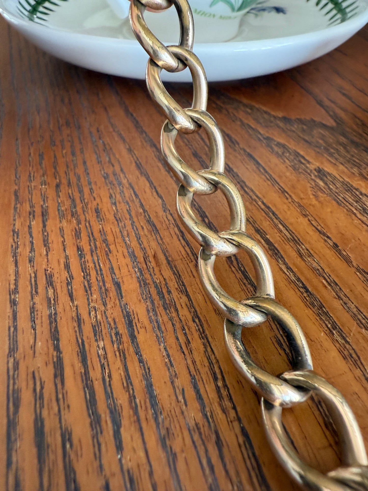 Antique Brassy Gold Filled XL Curb Link Chunky Bracelet 19.5g 7.25"