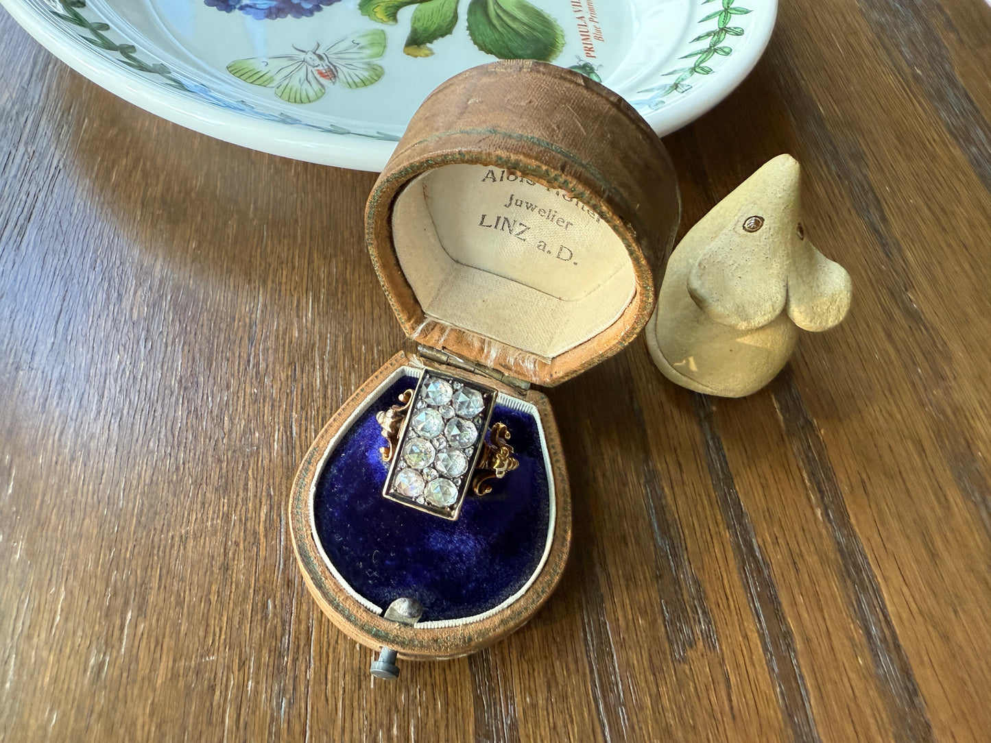 Georgian Era Antique 1 CARAT+ Rose Cut DIAMOND Disco Ball Grid Panel Lozenge Cluster Ring 18k Gold Silver Collets Stacker Gift Faces Up 2Ctw
