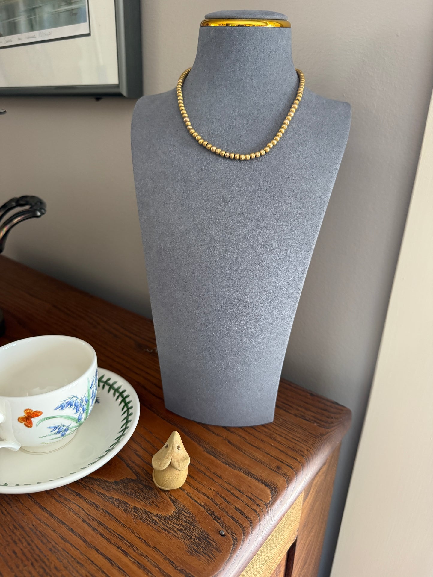 Antique Gold Filled Bead Necklace Chain #1 Uniform Size 14.25" 8.1g Choker