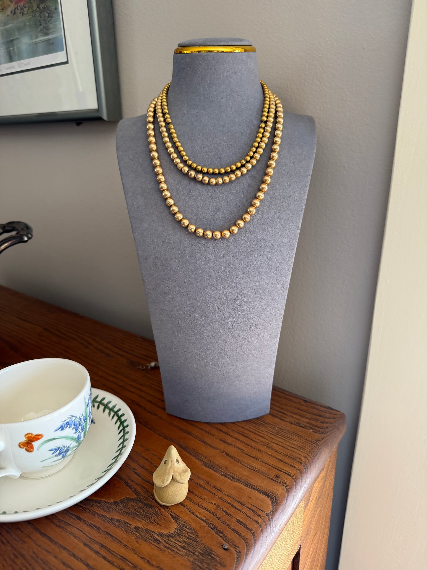 Antique Gold Filled Bead Necklace Chain #7 Small Uniform Choker 15.3g 14"