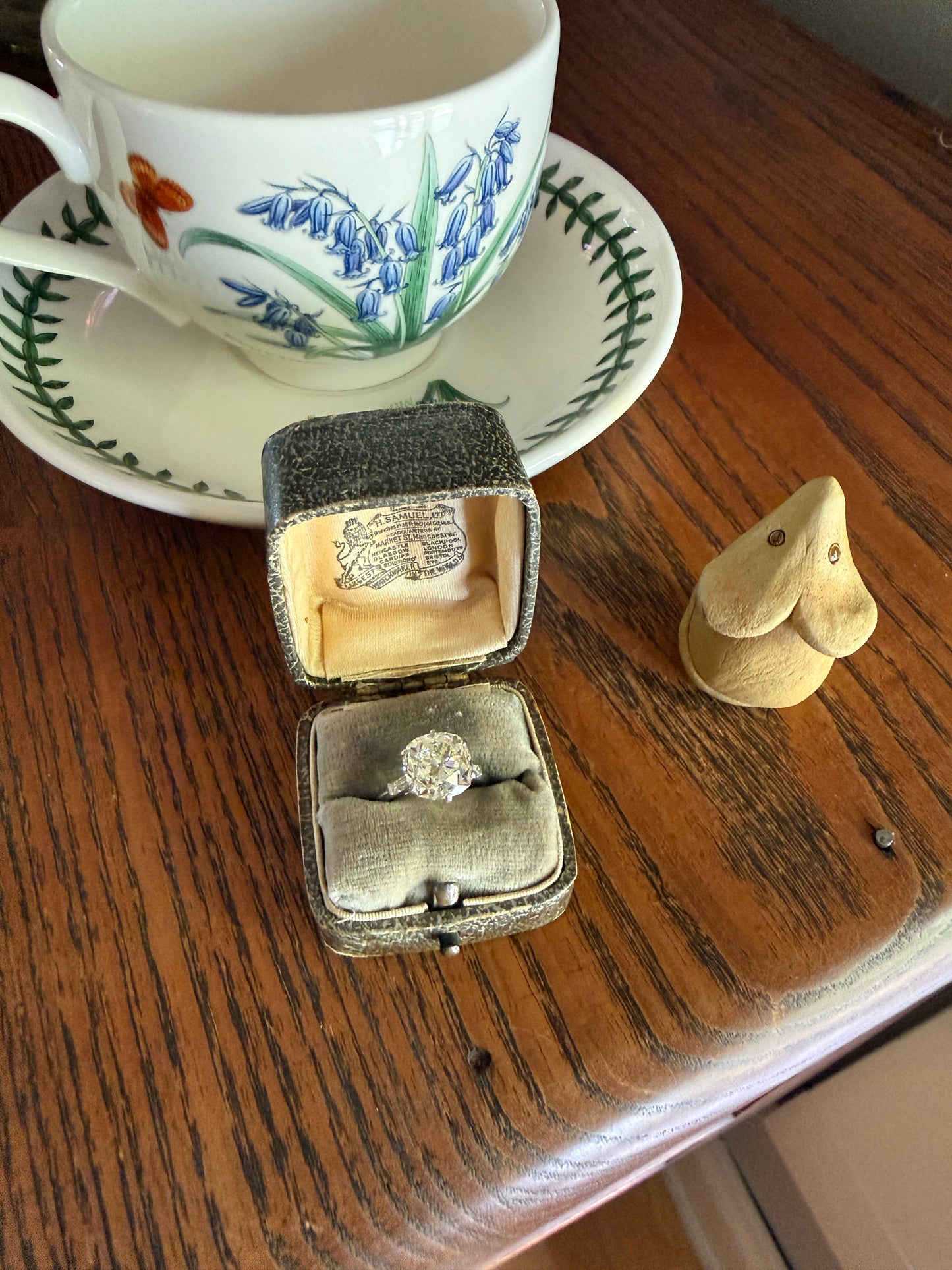 Chunky Vintage Four Carat Eye Clean Old Mine Cut Diamond Solitaire Engagement Ring French 18k White Gold Platinum Art Deco Baguette Tall OMC