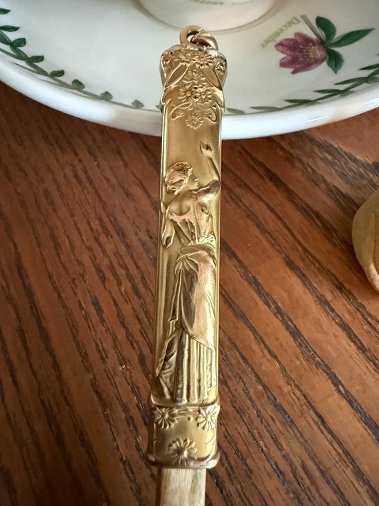 Victorian Lady French ANTIQUE " FIX " Brand Chatelaine Pencil Needle Case Pendant Rosy Gold Fill Forget Me Not Floral