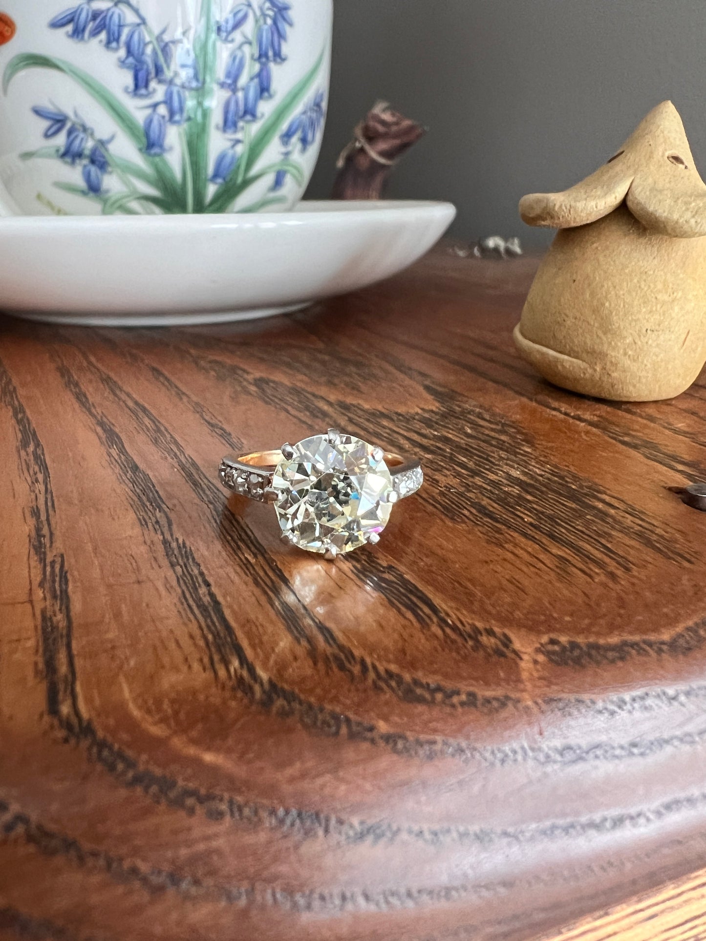 Special French Antique 3.5 CARAT Old European Cut DIAMOND Eye Clean Solitaire Rose Cuts Engagement Ring 18k Gold Platinum Fiery 3.65ctw OEC