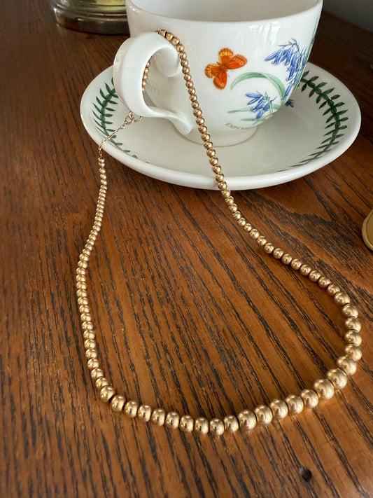Antique Gold Filled Bead Necklace Chain #4 Graduating 16.75" 10.6g