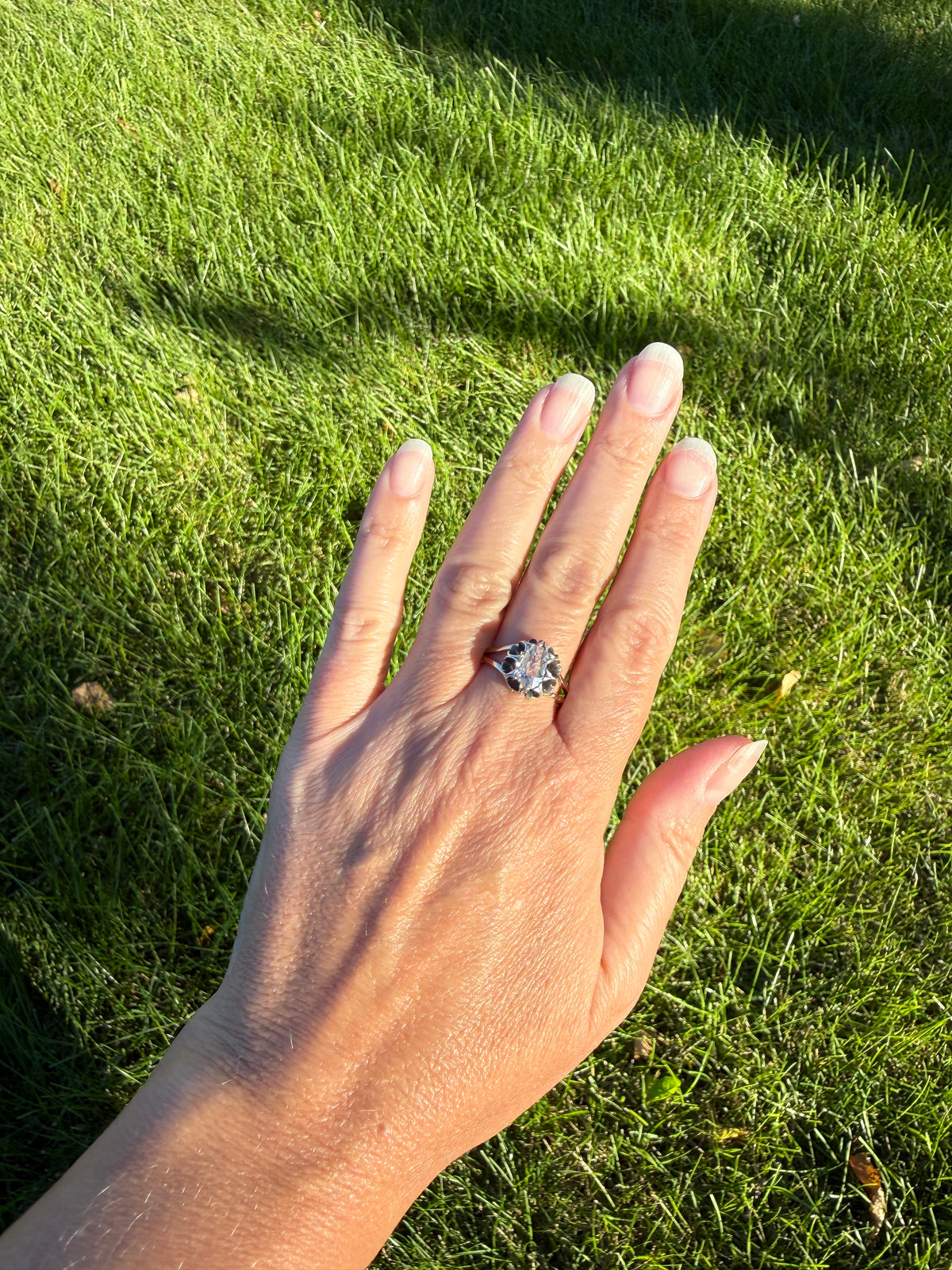 ANTIQUE Elongated Old Mine Cut Oval DIAMOND Silver Star Prong Basket Setting in 10k Gold Unique Buttercup Victorian .6 to 1.2 Ct.