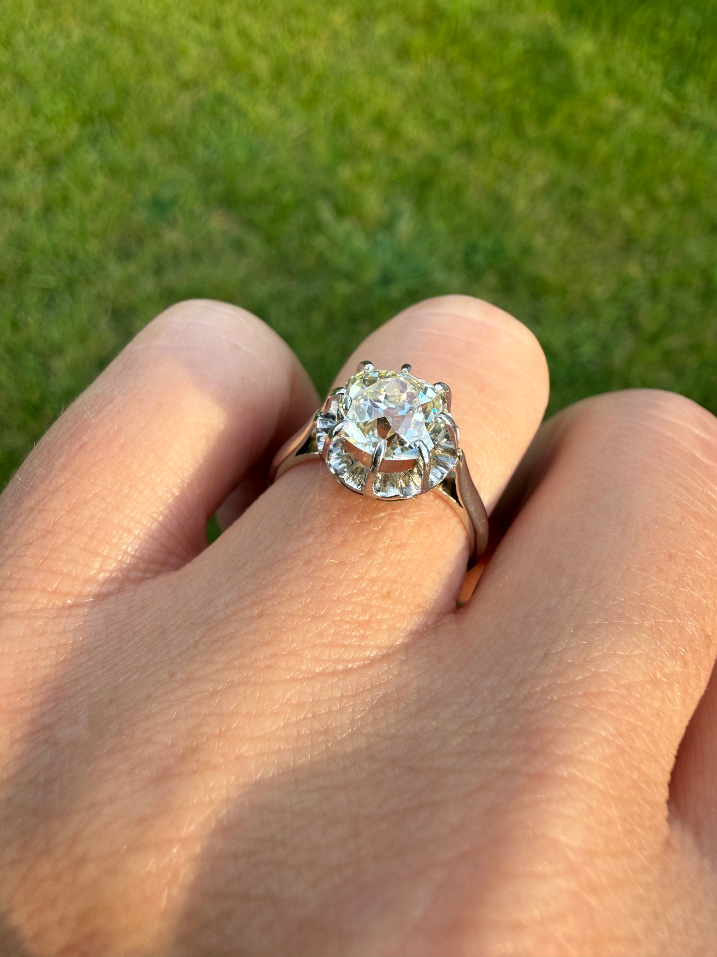 Original Vintage Eye Clean 1.55 Carat Natural Old Mine Cut DiAMOND Solitaire Ring French 18k White GOLD Platinum Engagement Art Deco 1.5Ctw