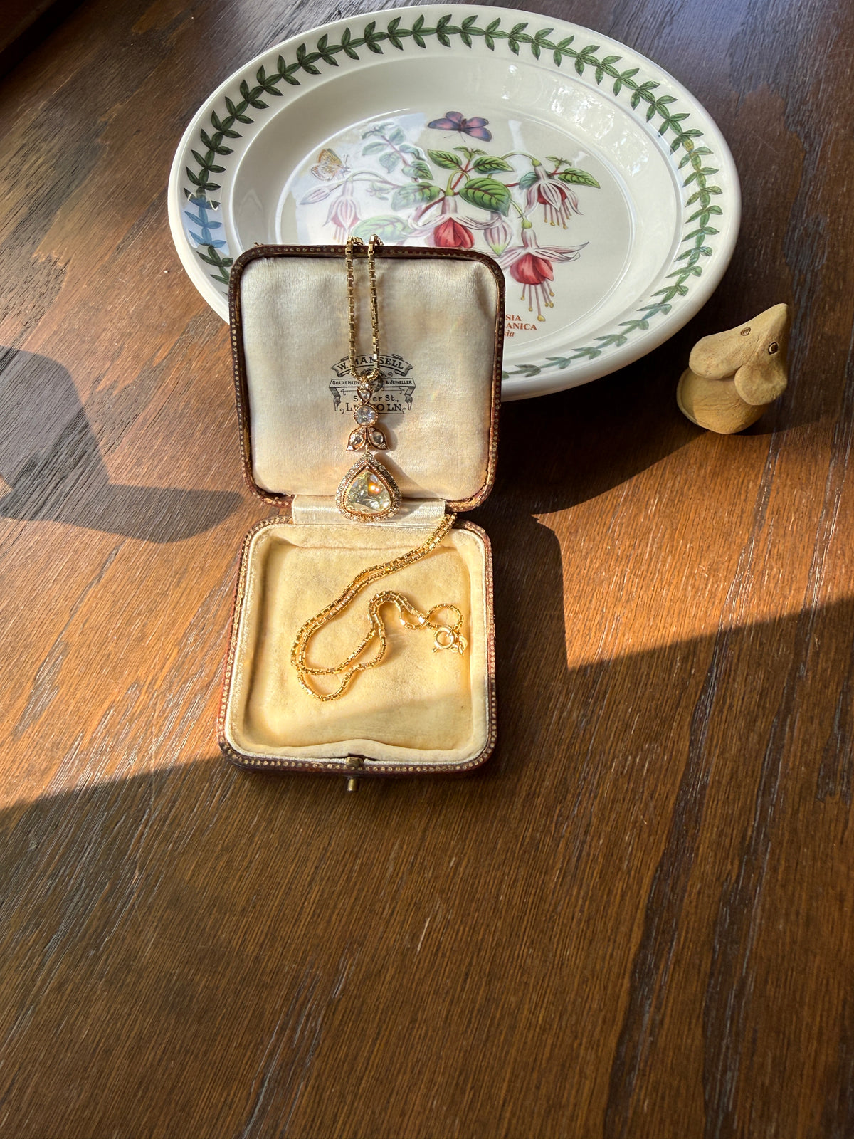 PEAR Triangular Antique XL Natural 3.5 Carats Old Dutch Rose Cut DIAMOND Pendant 14k Gold 5.4 Carats Face Up Retro Vintage 18k Venetian Chain