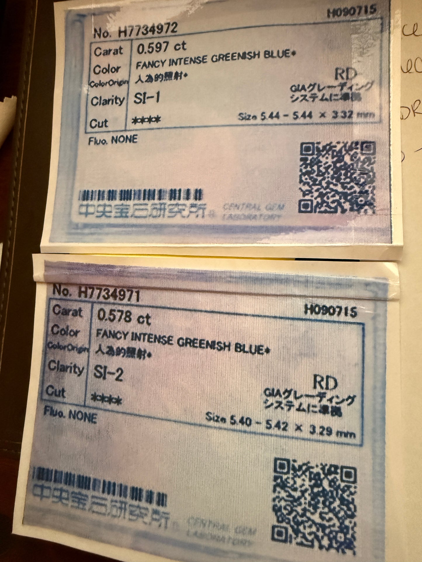 FIERY Fancy Intense Greenish Blue DIAMOND 1.2 Carat Tdw Stud Earrings Natural Enhanced w/ Certificates