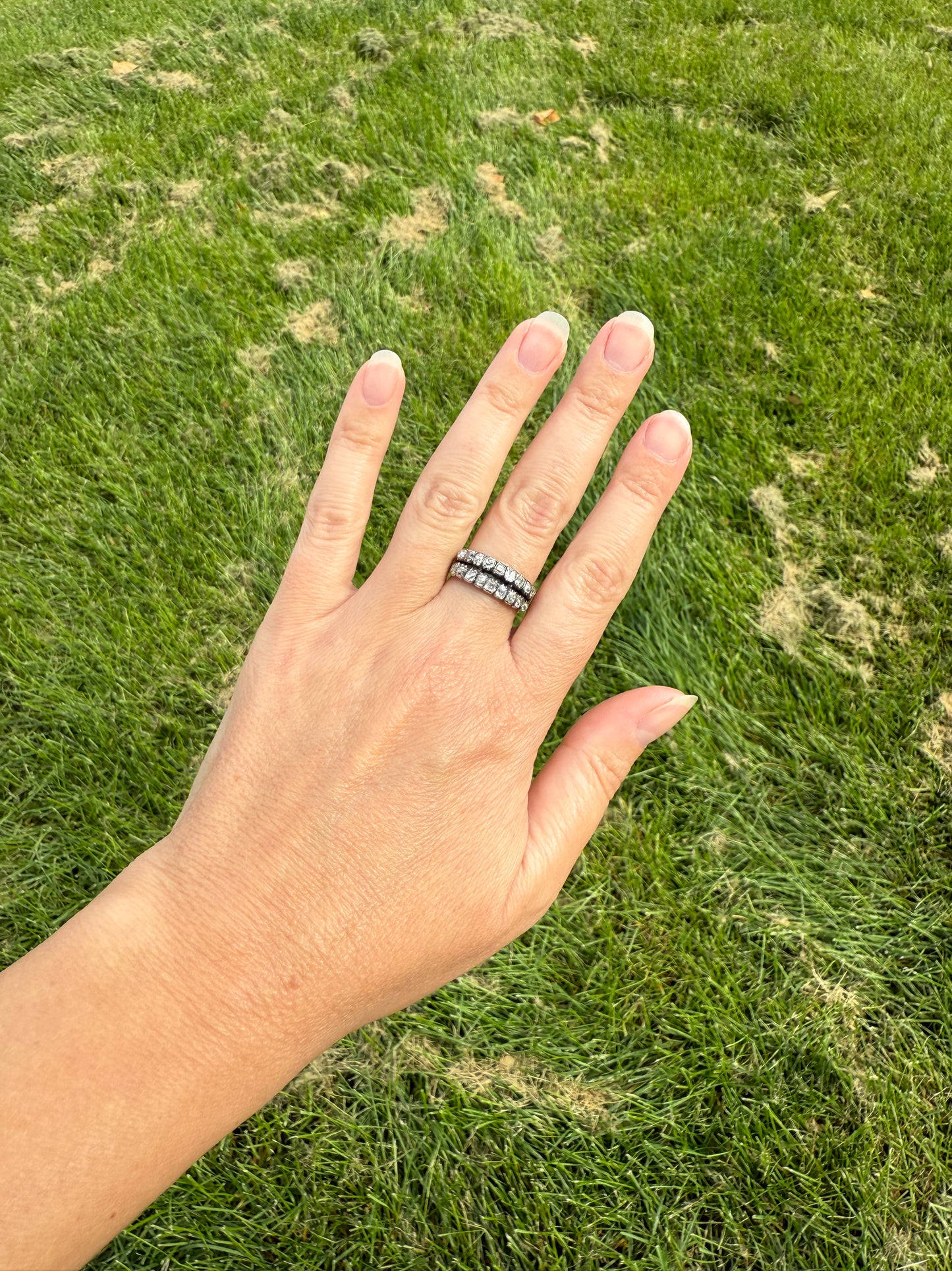 Antique 1.25 Carat Chunky Old Mine Cut DIAMOND Georgian 10k Gold Half Hoop Cigar Band Double Row Ring