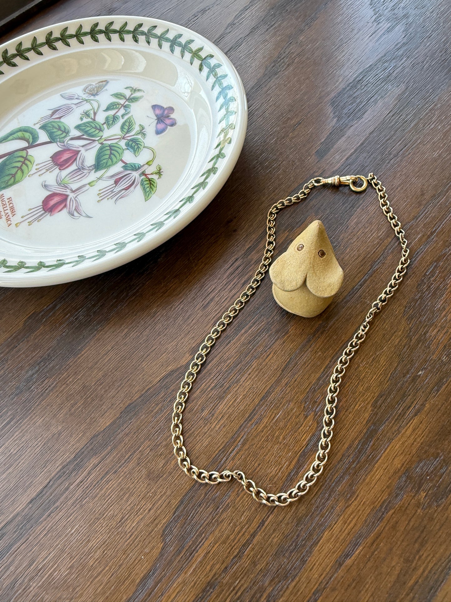 Antique Gold Filled Watch Chain - What Link is This? - Dog Clip and Spring Ring Connector Necklace 15.5" 9.5g