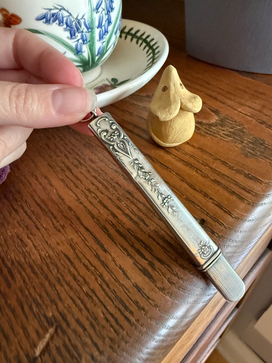 Floral Solid Silver French Chatelaine Pencil Needle Case Pendant