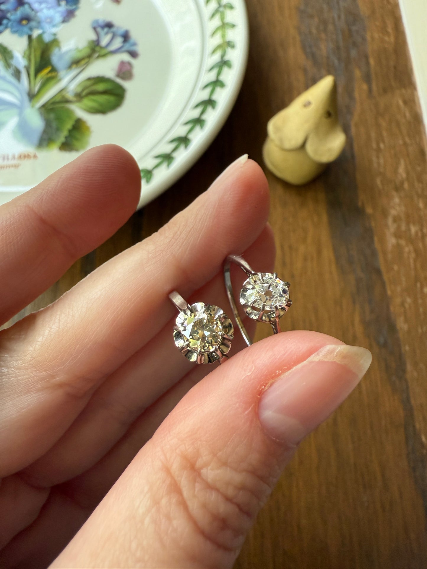 PEAR Old Mine Cut DIAMOND .5 Carat Antique Solitiare Ring French Platinum Skinny Band Buttercup Daily Wear Engagement Setting OmC