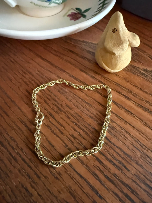 Vintage Gold Filled Braided Oval Link Chain Bracelet or Extender / Connector French Minimalist Wriststack