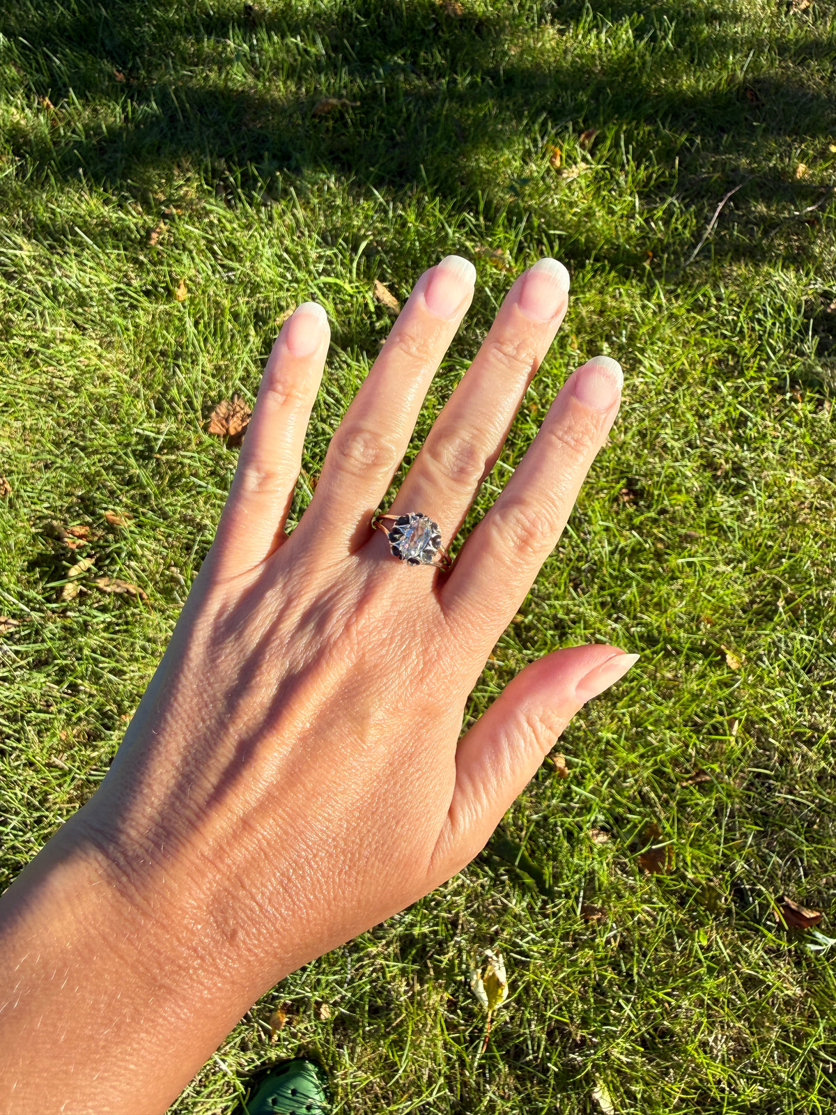 ANTIQUE Elongated Old Mine Cut Oval DIAMOND Silver Star Prong Basket Setting in 10k Gold Unique Buttercup Victorian .6 to 1.2 Ct.