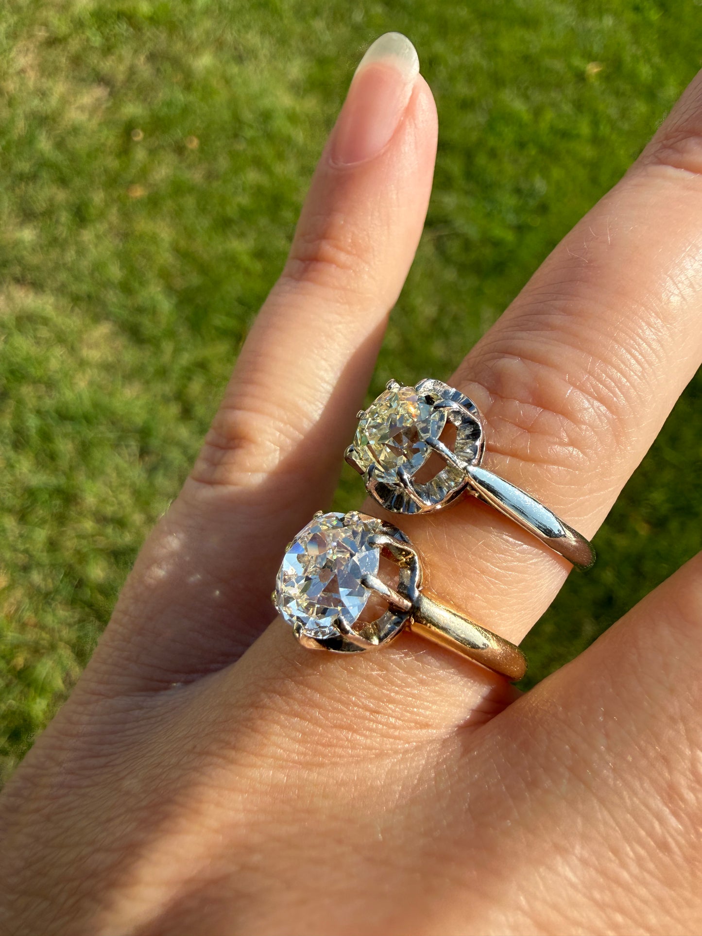 Original Vintage Eye Clean 1.55 Carat Natural Old Mine Cut DiAMOND Solitaire Ring French 18k White GOLD Platinum Engagement Art Deco 1.5Ctw