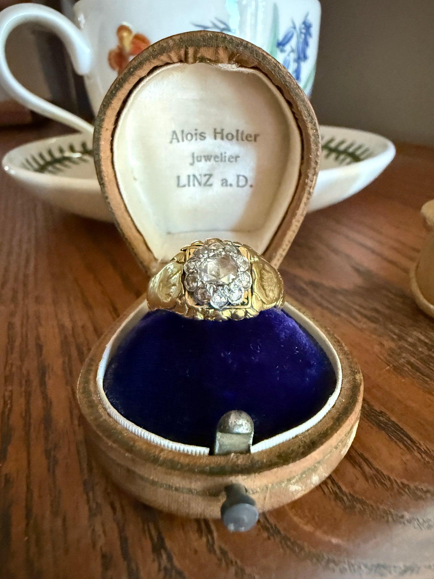 Chunky ANTIQUE Rose Cut Diamond Daisy Cluster Wide Band Heavy 18k Gold Gypsy Georgian Victorian Signet Man or Unisex Face Up 1 Carat Pink
