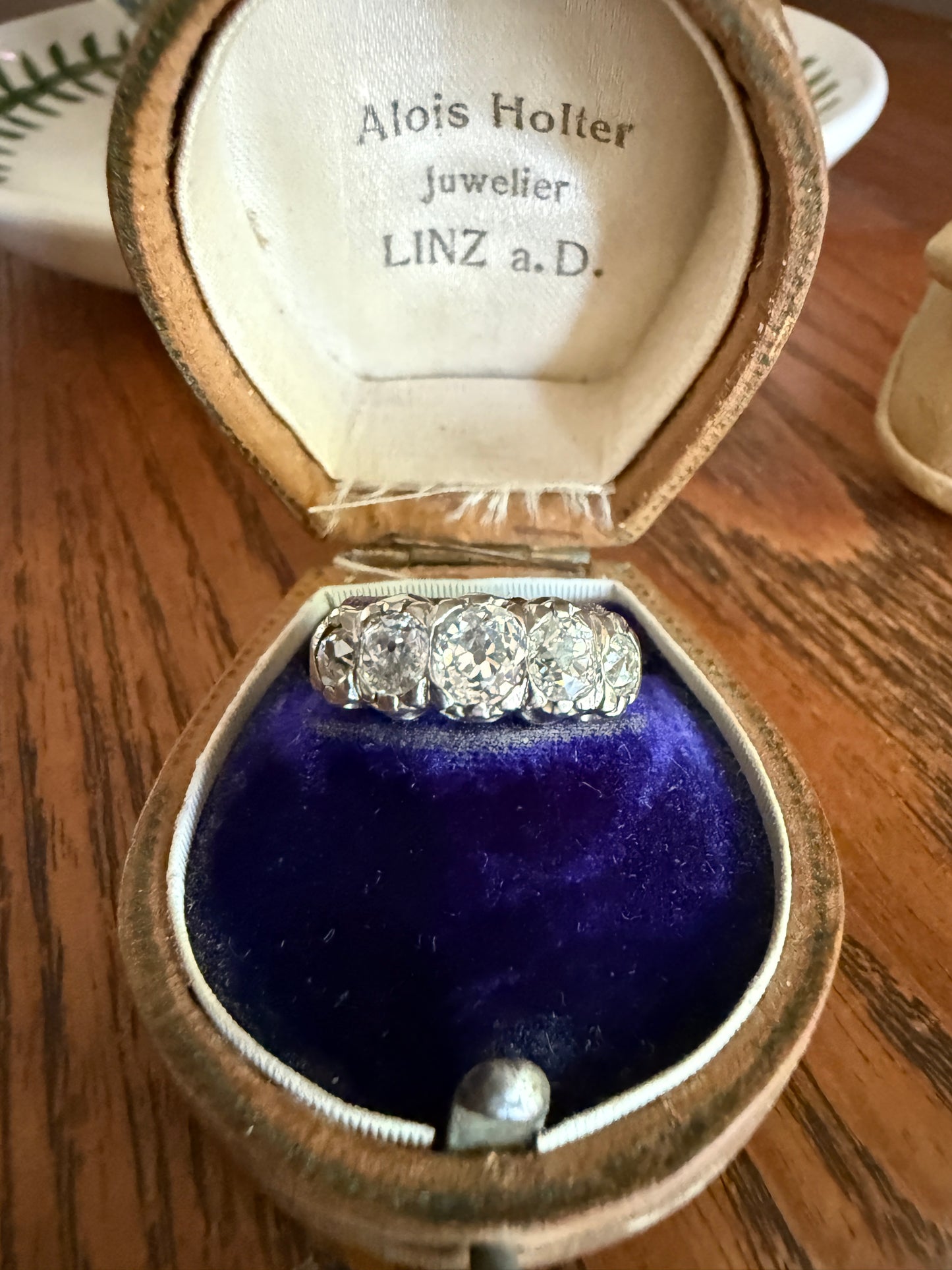 CHUNKY 1.5 Carat Five Stone Old Mine Cut Diamond Band French Antique Platinum Ring Stacker