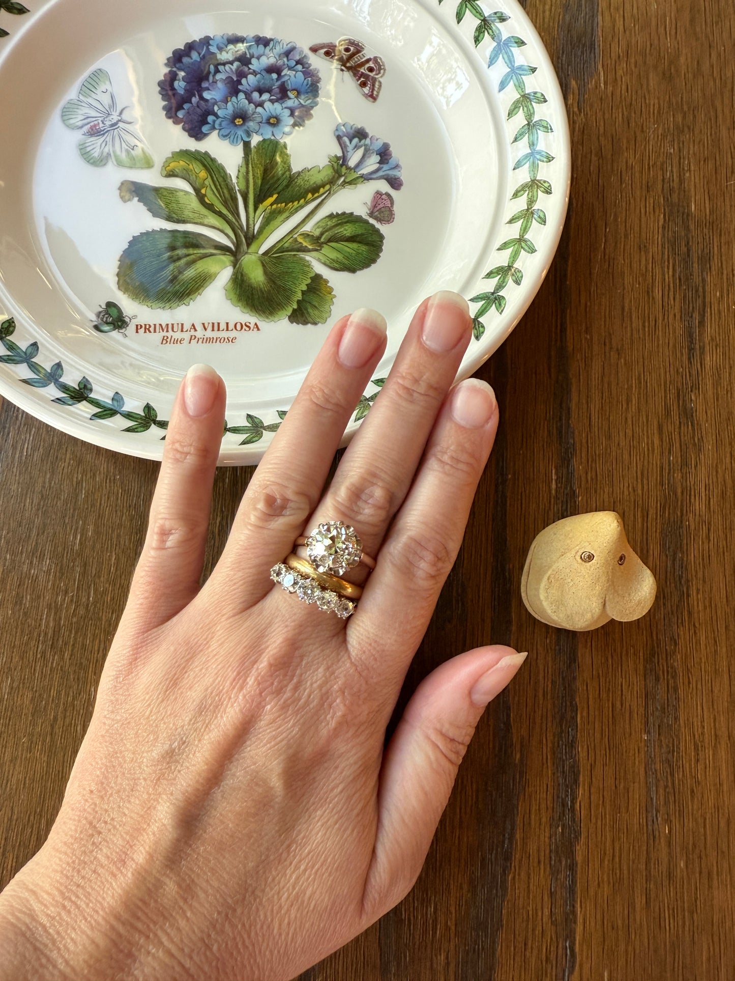 Five Stone Victorian Antique 1.75 CARAT Old Mine Cut DIAMOND Tall Stacker Ring 18k Gold Skinny Band Wedding Anniversary