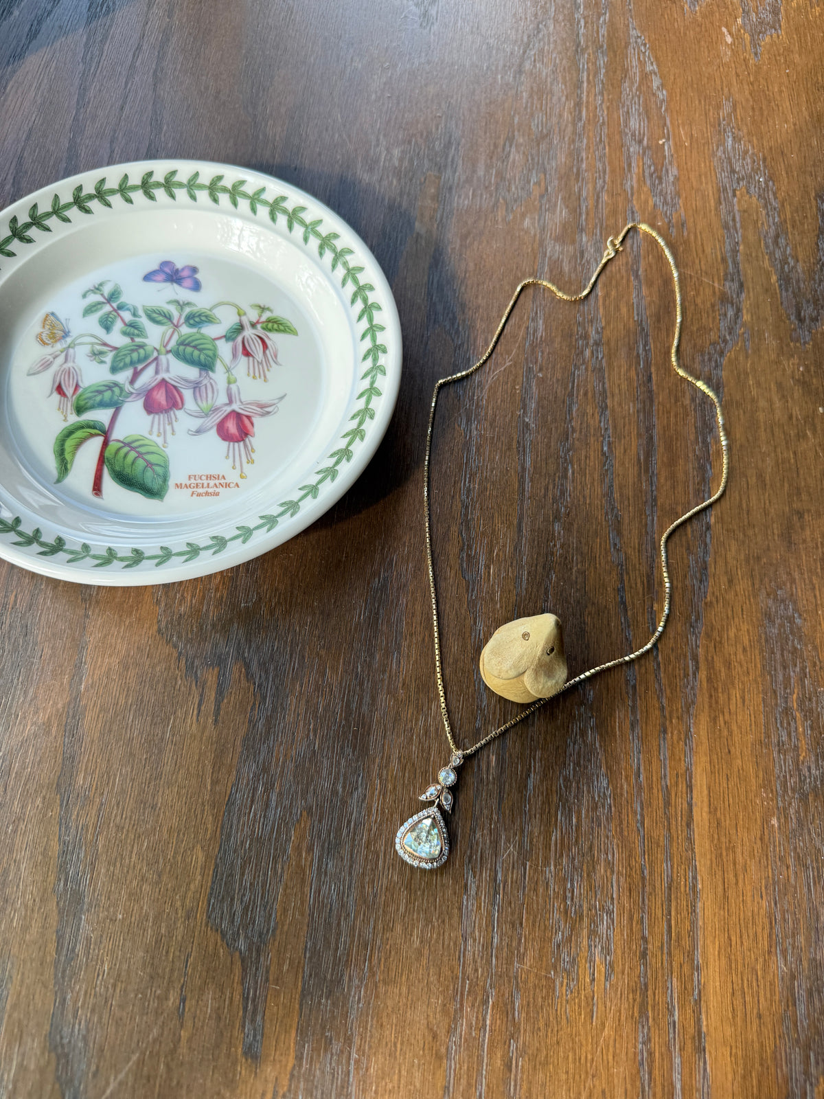 PEAR Triangular Antique XL Natural 3.5 Carats Old Dutch Rose Cut DIAMOND Pendant 14k Gold 5.4 Carats Face Up Retro Vintage 18k Venetian Chain