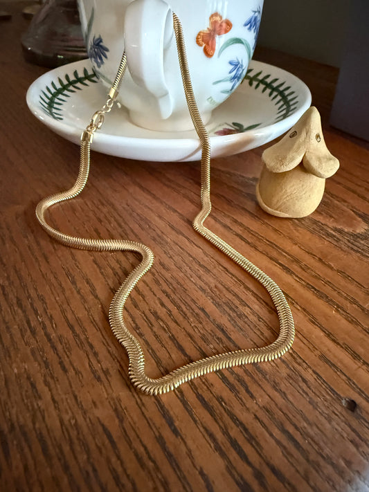 Retro Vintage Gold Filled Liquid Snake Chain Herringbone Layering Necklace
