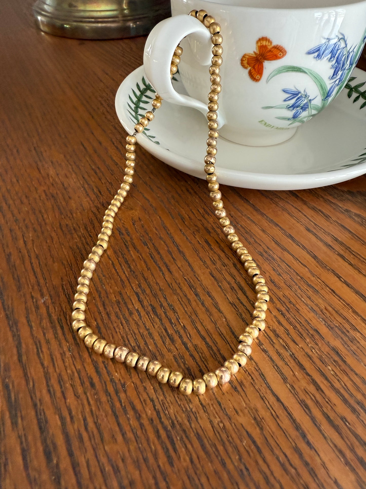 Antique Gold Filled Bead Necklace Chain #1 Uniform Size 14.25" 8.1g Choker