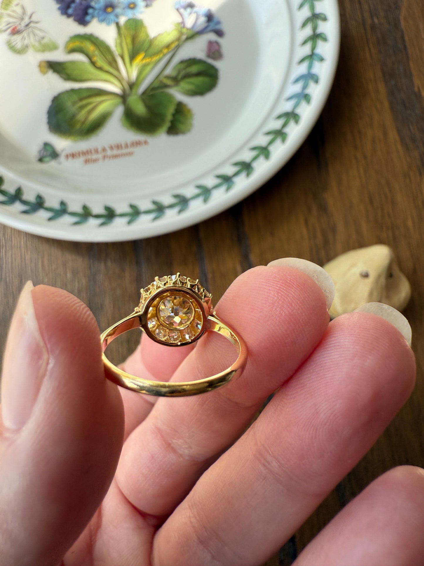 ANTIQUE Eye Clean 1.5 Carat Tdw Champagne Old Mine Cut Diamond Colorless OMC Halo Cluster Ring Victorian Two Tone 1.5Ctw Light Yellow Brown