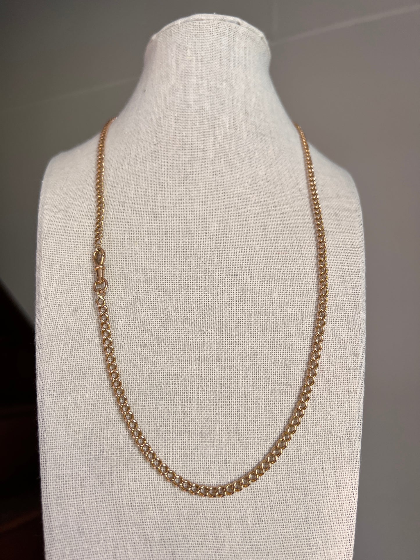 Glowing French Antique 11.1g 18k GOLD Chunky Curb Chain Link w/ Dog Clip 22" Long Necklace Victorian