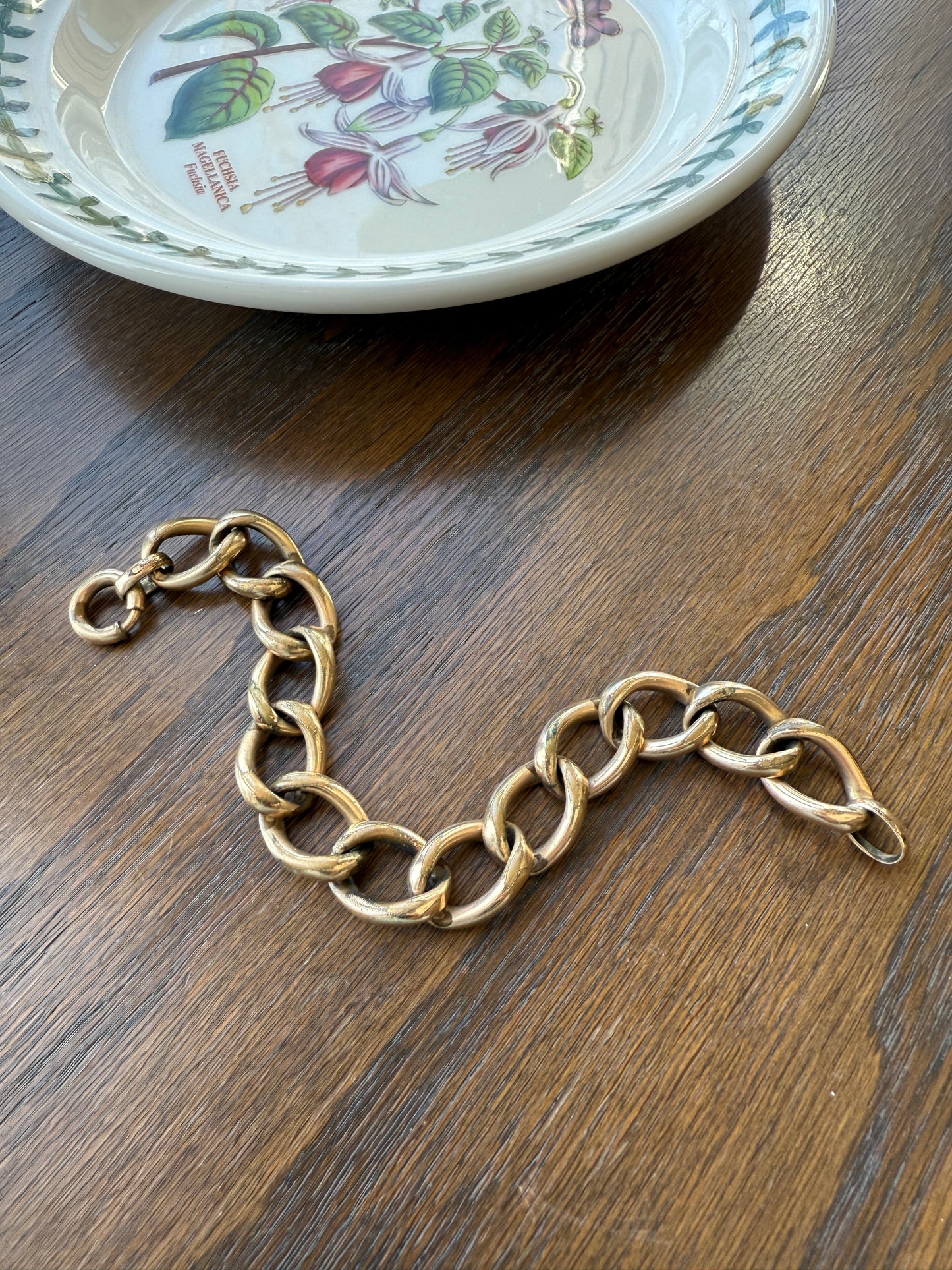 Antique Brassy Gold Filled XL Curb Link Chunky Bracelet 19.5g 7.25"