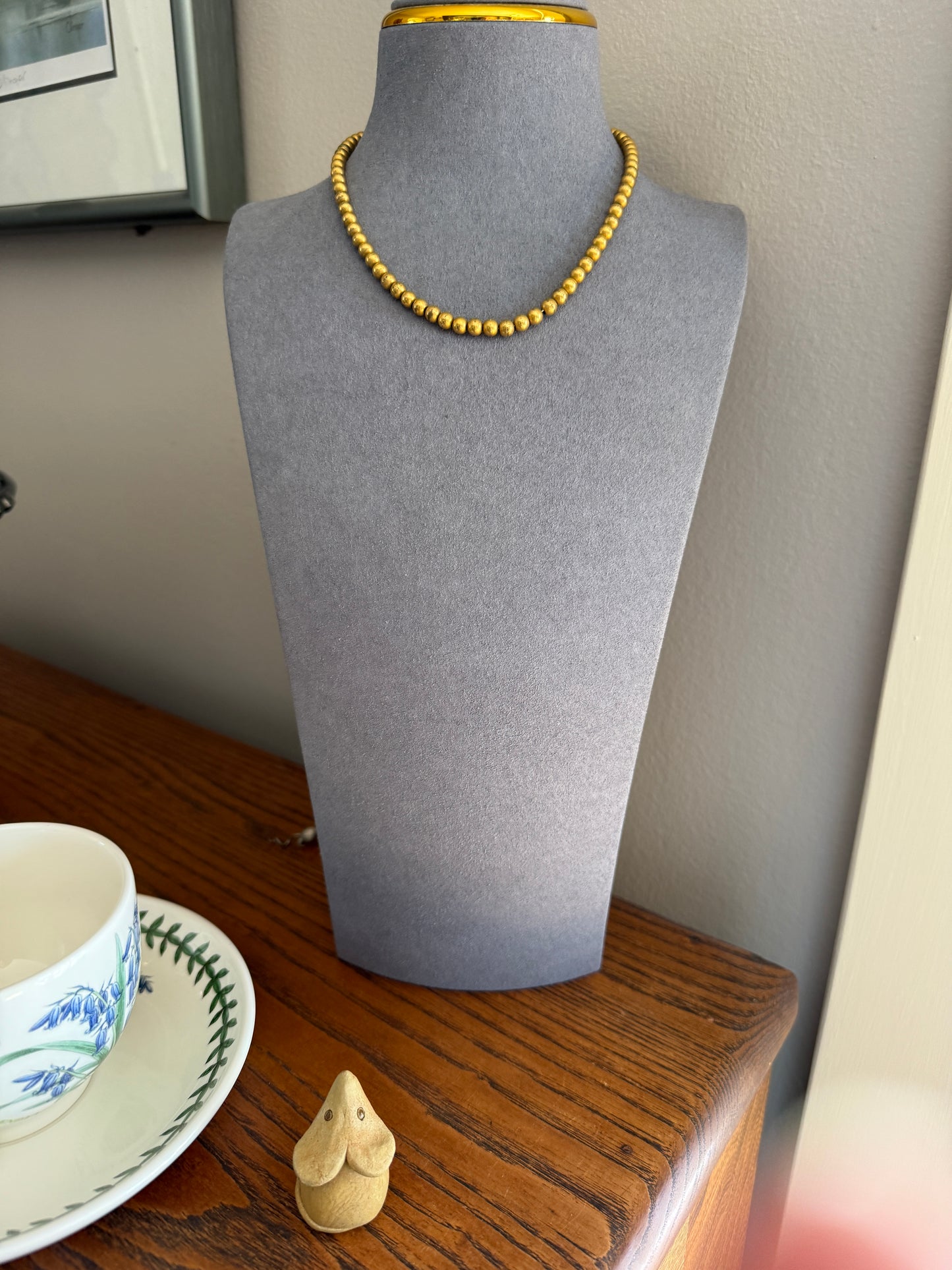 Antique Gold Filled Bead Necklace Chain #7 Small Uniform Choker 15.3g 14"