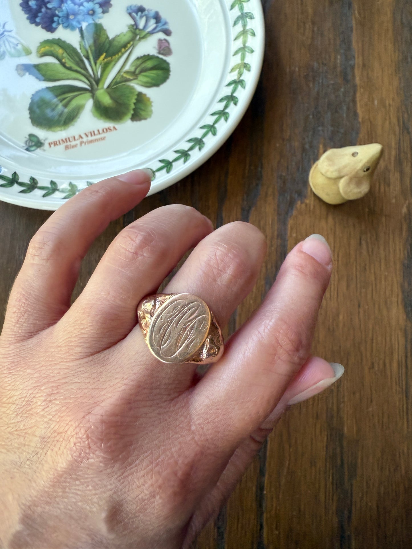 FOX or WOLF Figural Signet 8.5g 10k Rose Gold Antique Animal Ring Chunky Band Sturdy Heavy Unisex