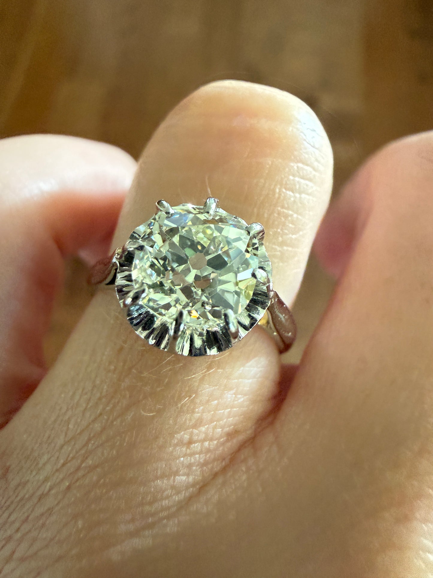 Original Vintage Eye Clean 1.55 Carat Natural Old Mine Cut DiAMOND Solitaire Ring French 18k White GOLD Platinum Engagement Art Deco 1.5Ctw