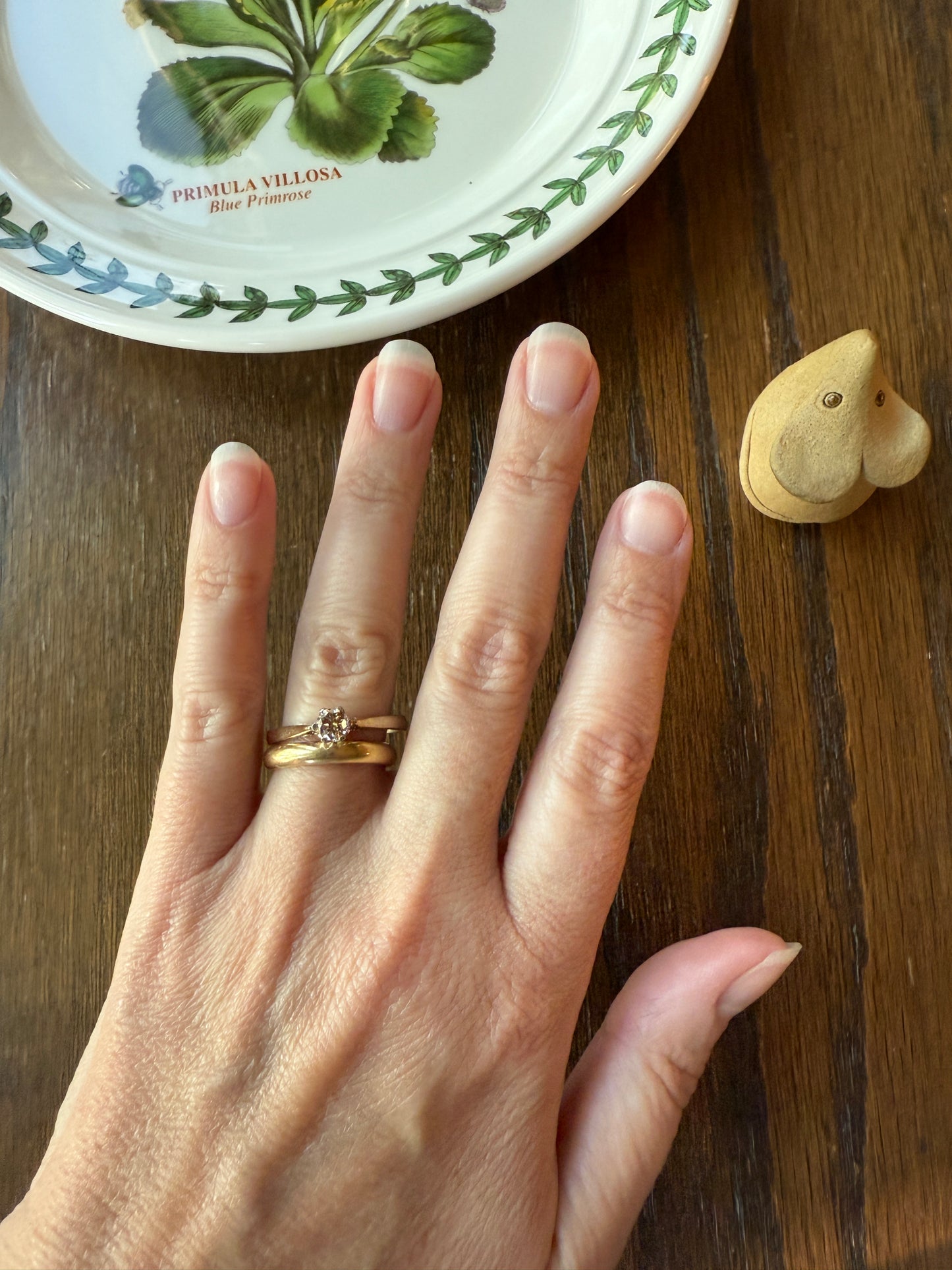 CHAMPAGNE Vintage Natural DIAMOND .3 Carat Fancy Light Brown Ring 9k Gold Wedding Engagement Tall Solitaire Stacker