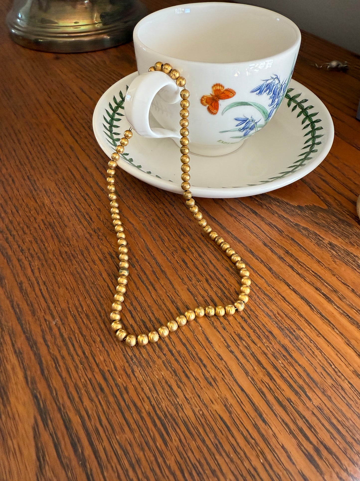 Antique Gold Filled Bead Necklace Chain #7 Small Uniform Choker 15.3g 14"