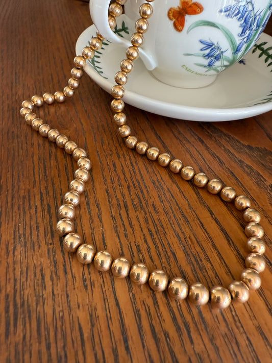Antique Gold Filled Bead Necklace Chain #6 Large Uniform 24.4g 18.5"