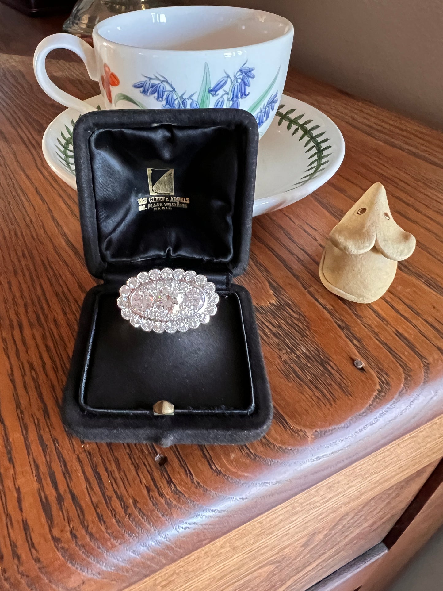 Vintage VAN CLEEF & ARPELS Boxed 5.25 Carat Transitional Cut Diamond Ring Heavy 22g 18k Gold Platinum Vtg to Antique Art Deco Special in Original Box