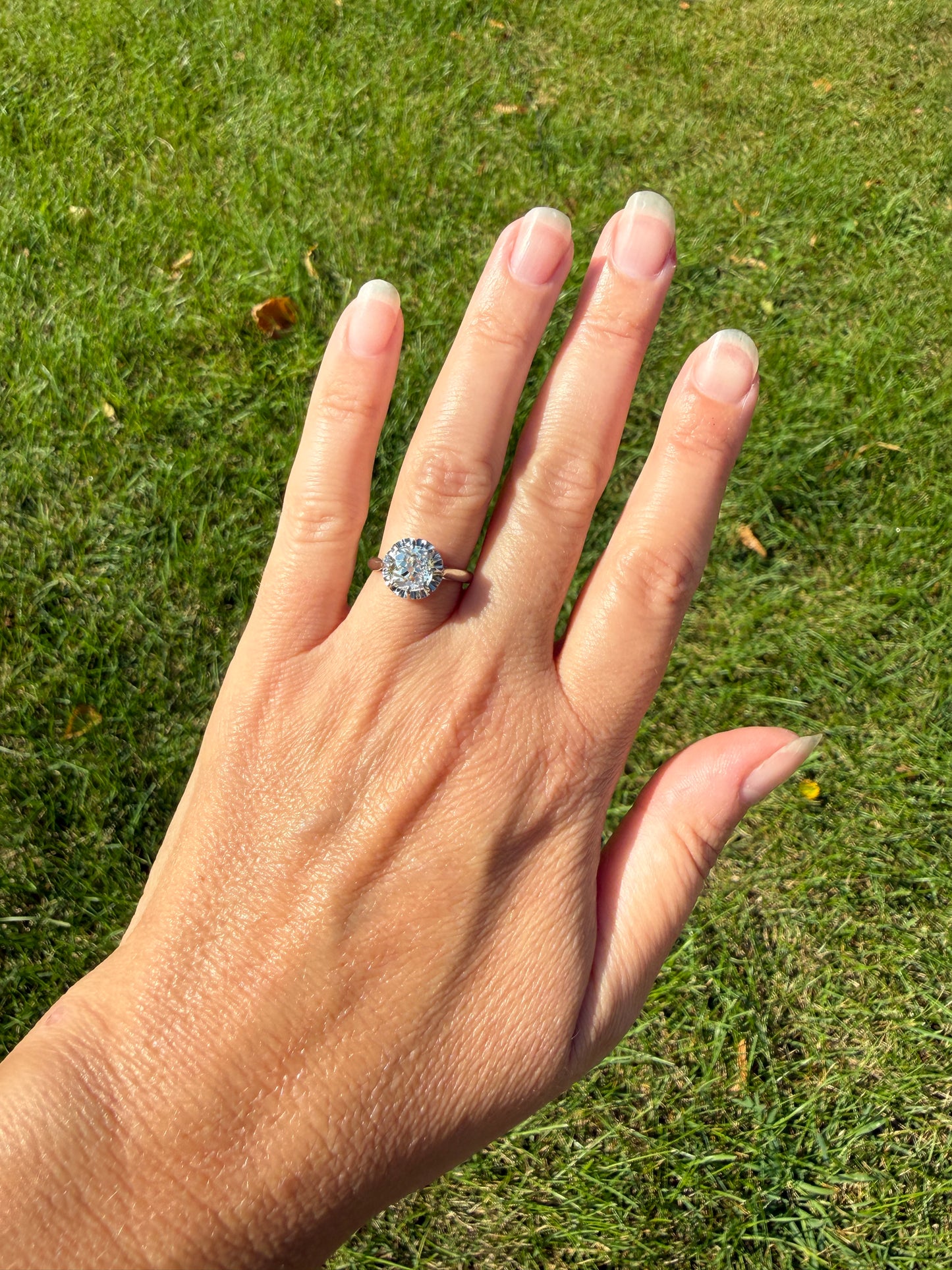 Original Vintage Eye Clean 1.55 Carat Natural Old Mine Cut DiAMOND Solitaire Ring French 18k White GOLD Platinum Engagement Art Deco 1.5Ctw