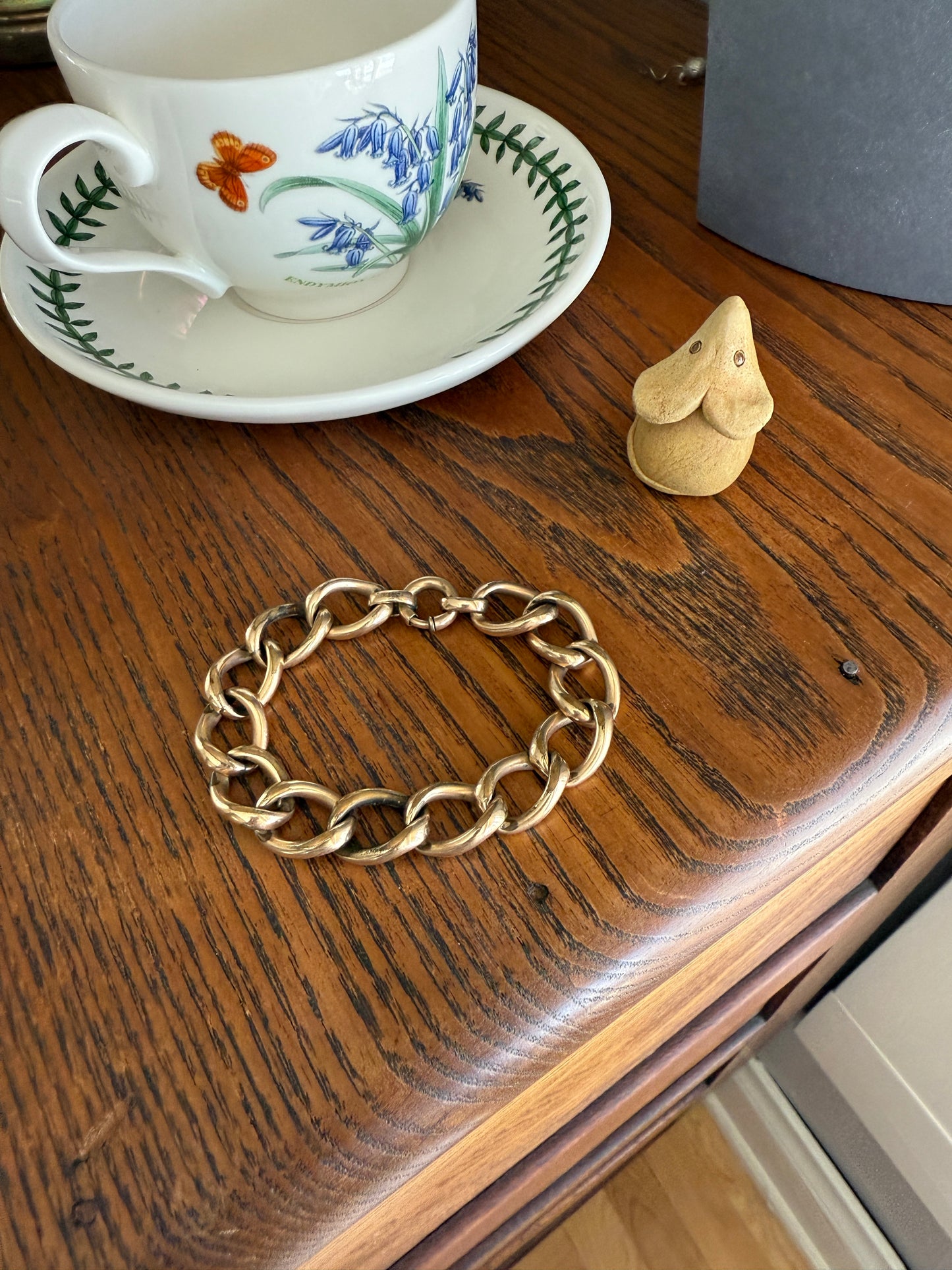 Antique Brassy Gold Filled XL Curb Link Chunky Bracelet 19.5g 7.25"