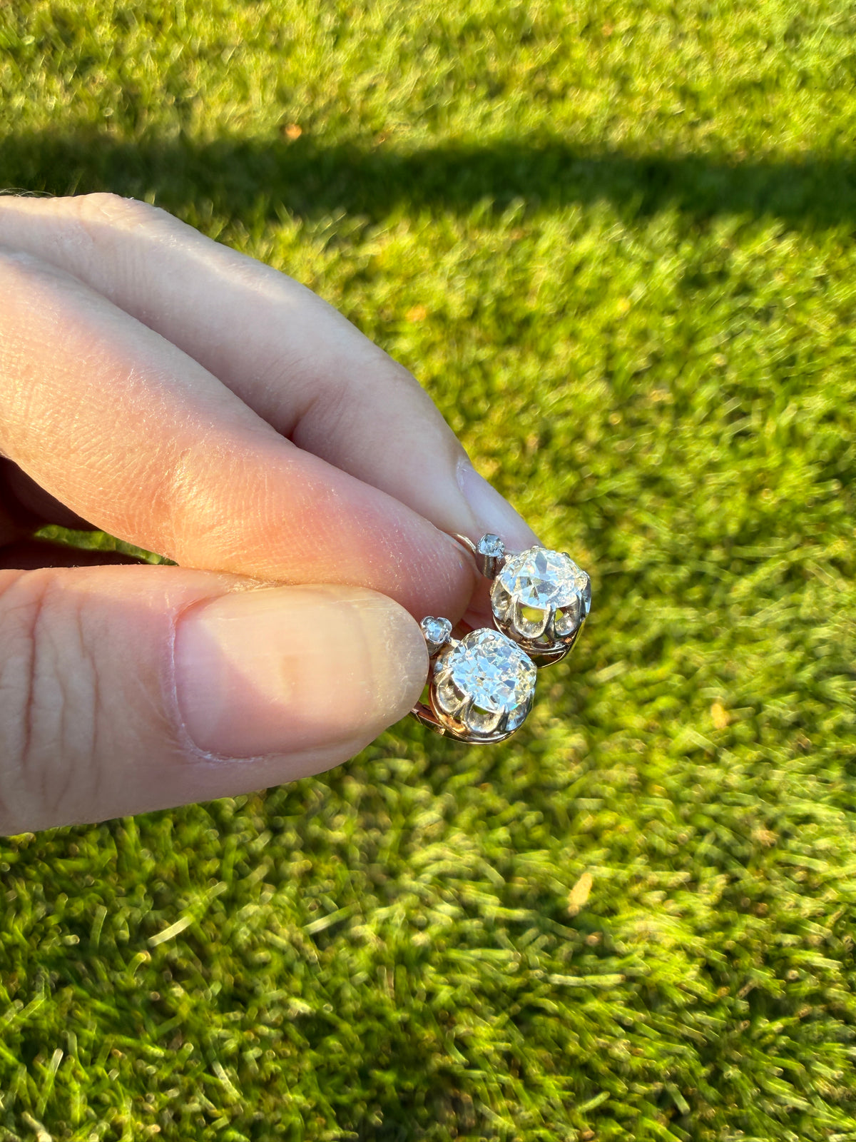 BOXED Original Antique 1.75 Carat Tdw Old Mine Cut Diamond Earrings 18k Gold Platinum French Victorian Dangle Dormeuse Gift Belle Epoque