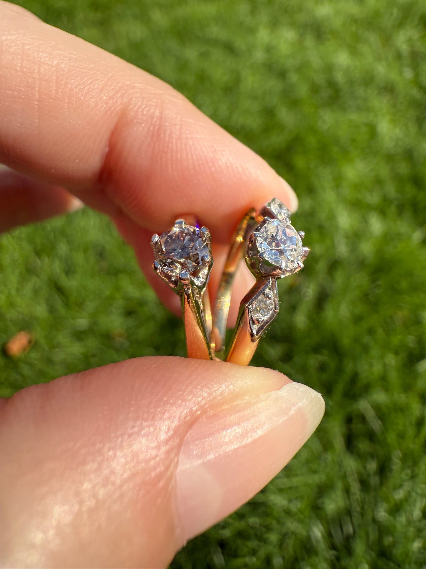 CHAMPAGNE Vintage Natural DIAMOND .3 Carat Fancy Light Brown Ring 9k Gold Wedding Engagement Tall Solitaire Stacker