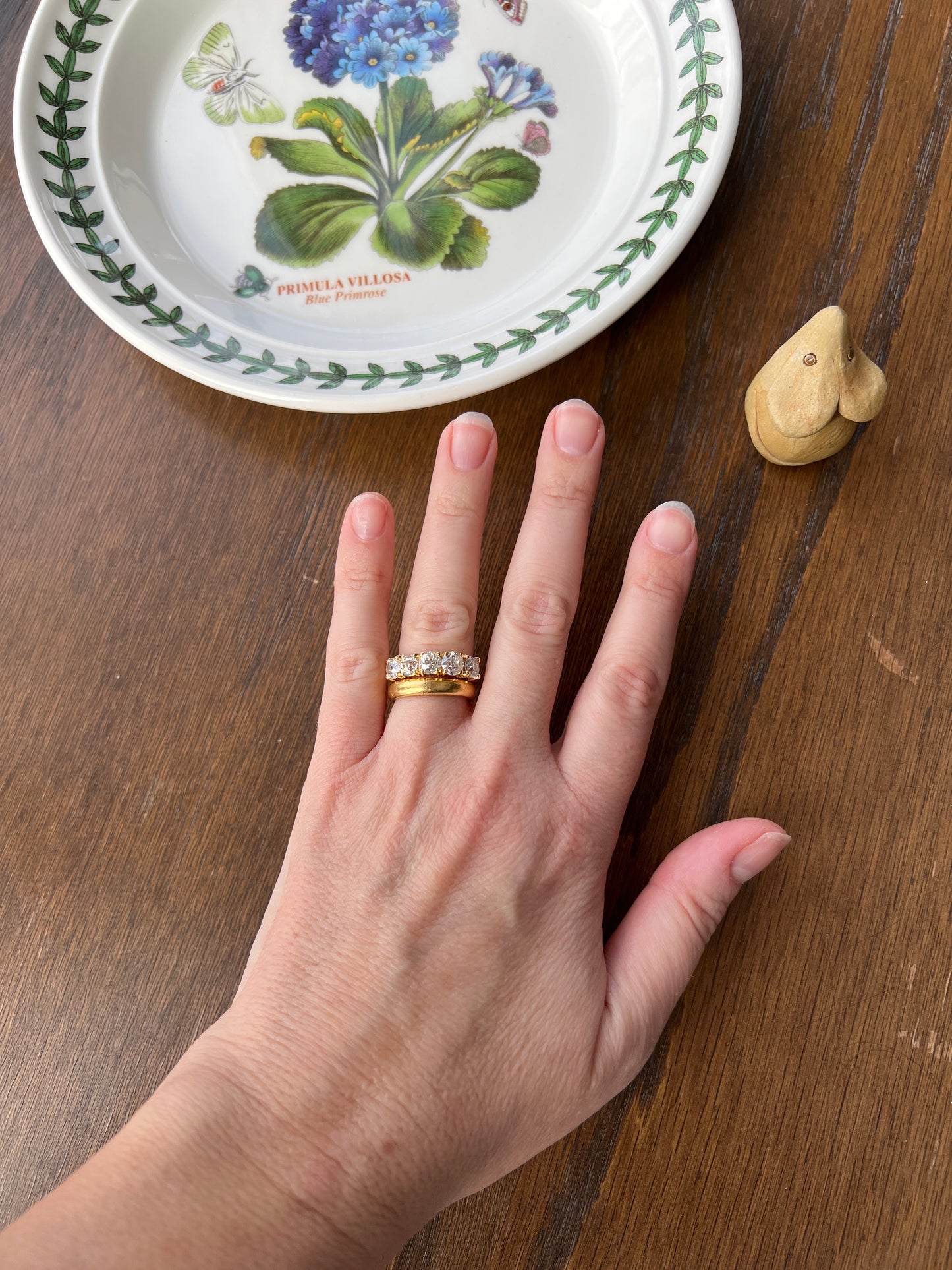 Chunky 2 1/2 Carat Old Mine Cut Antique DIAMOND Five Stone Band Line Ring 18k Gold French Vintage Setting Stacker