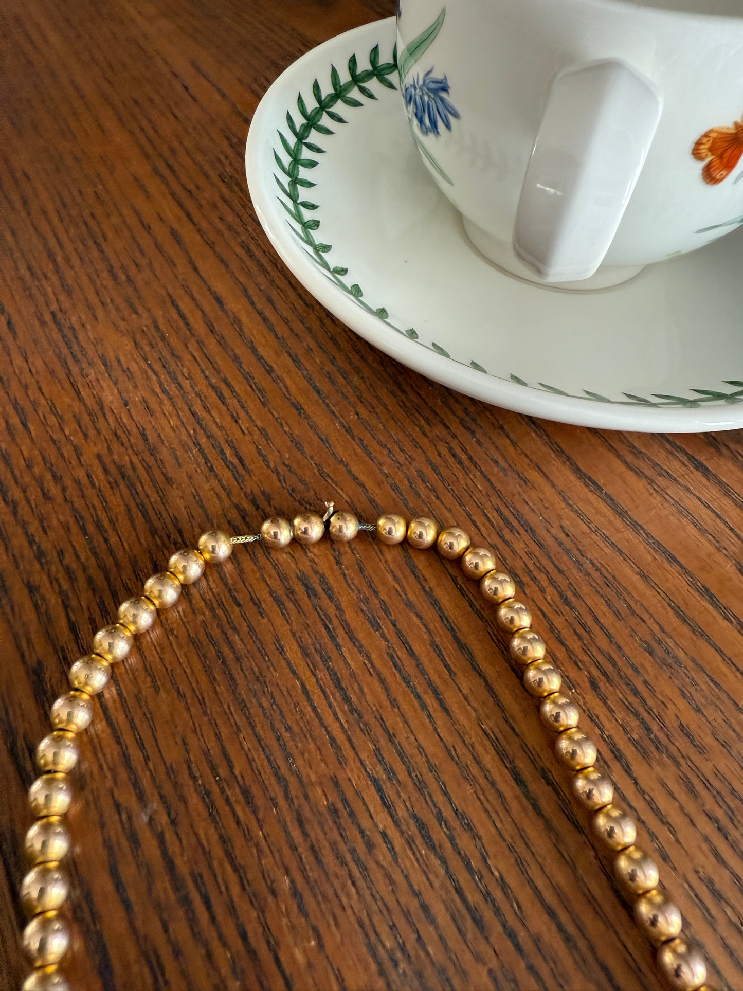 Antique Gold Filled Bead Necklace Chain #3 Uniform Size Medium 15" 26.7g Choker