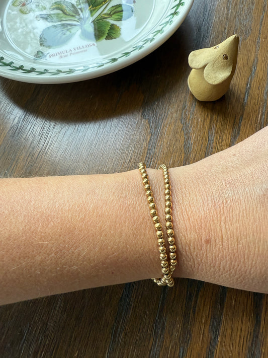 Vintage Mini Gold Filled Bead Pearl Chain Bracelet or Extender / Connector
