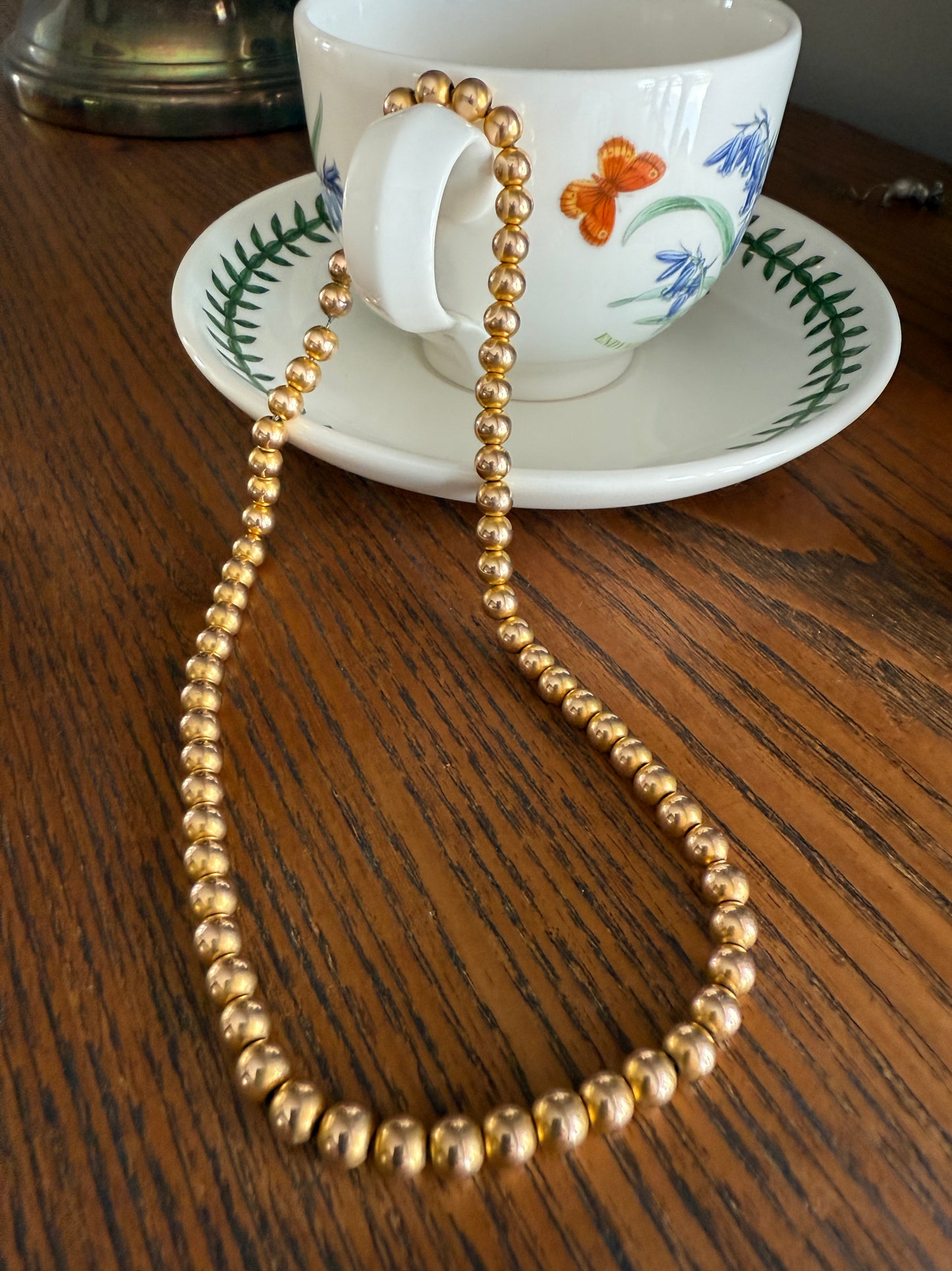 Antique Gold Filled Bead Necklace Chain #3 Uniform Size Medium 15" 26.7g Choker
