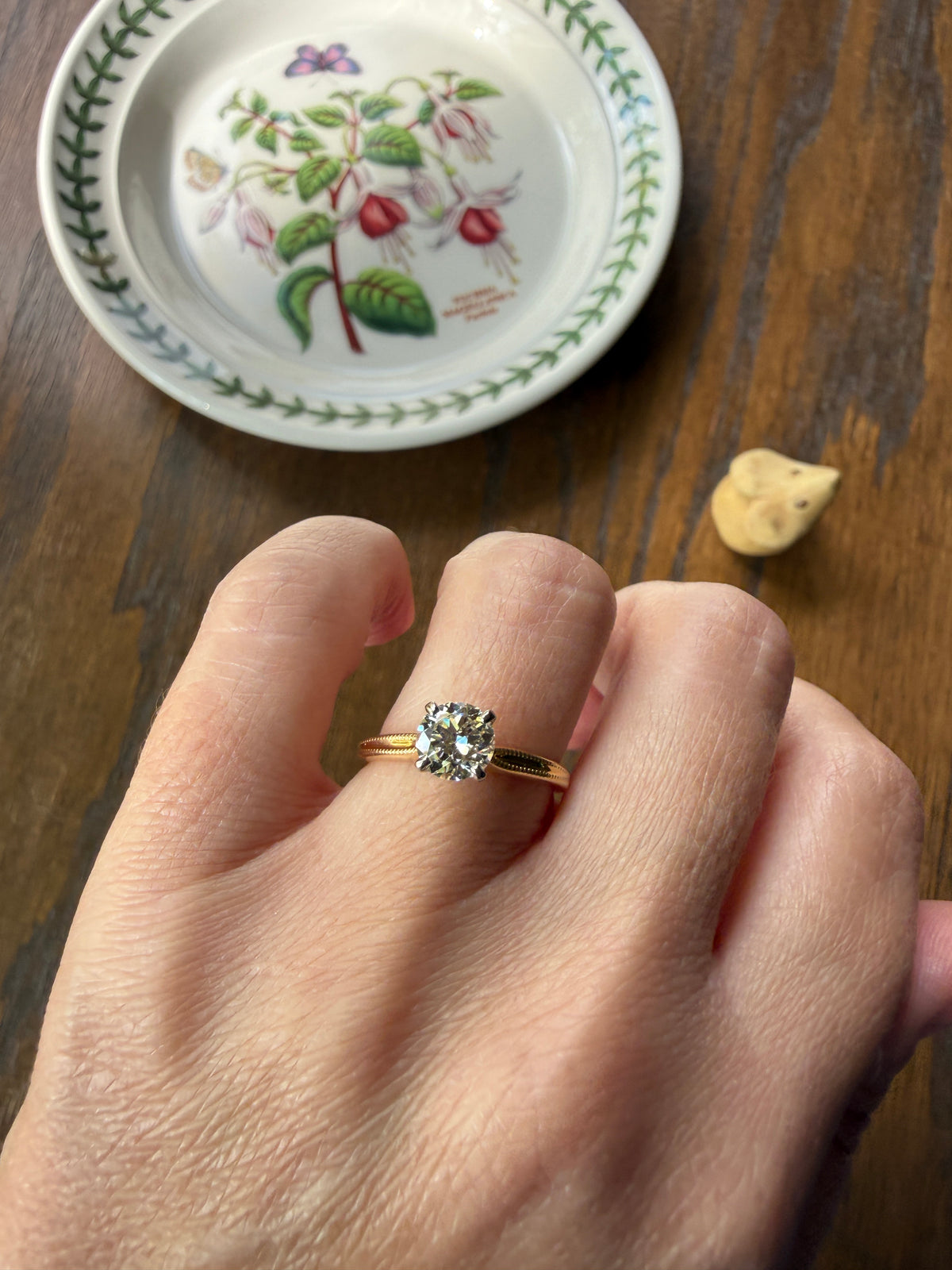 Older Vintage .85 Carat Natural Old European Cut DIAMOND Solitaire Engagement Ring Stacker 18k Yellow Gold Wedding Something Old Art Deco