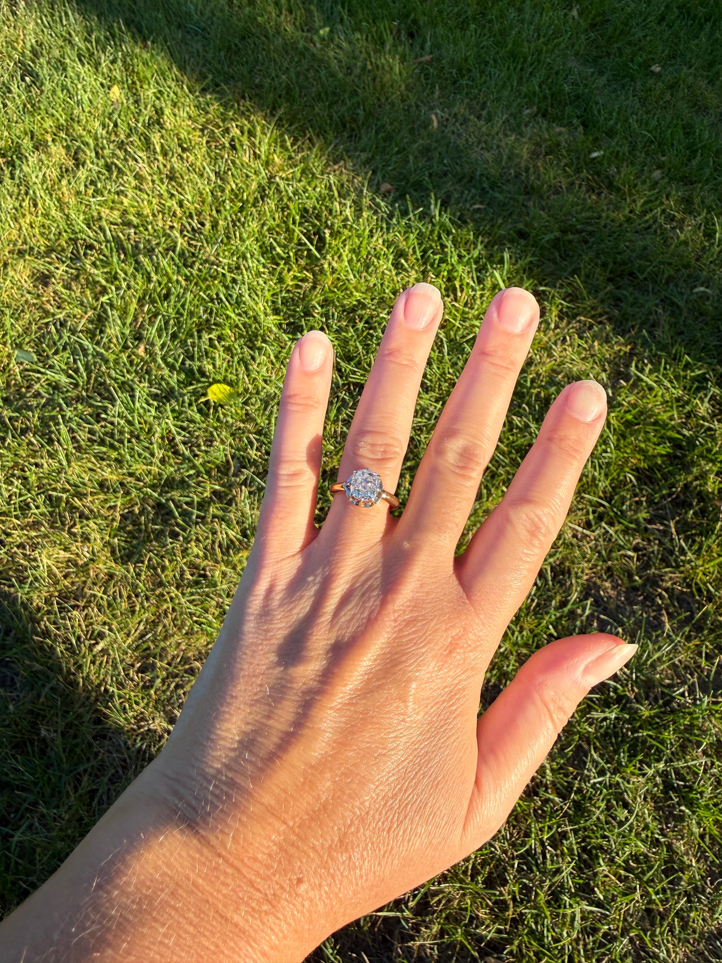 Original Antique Eye Clean 2.1 Carats Natural Old Mine Cut DiAMOND Solitaire Ring French 18k GOLD Engagement Art Deco 2.1Ctw
