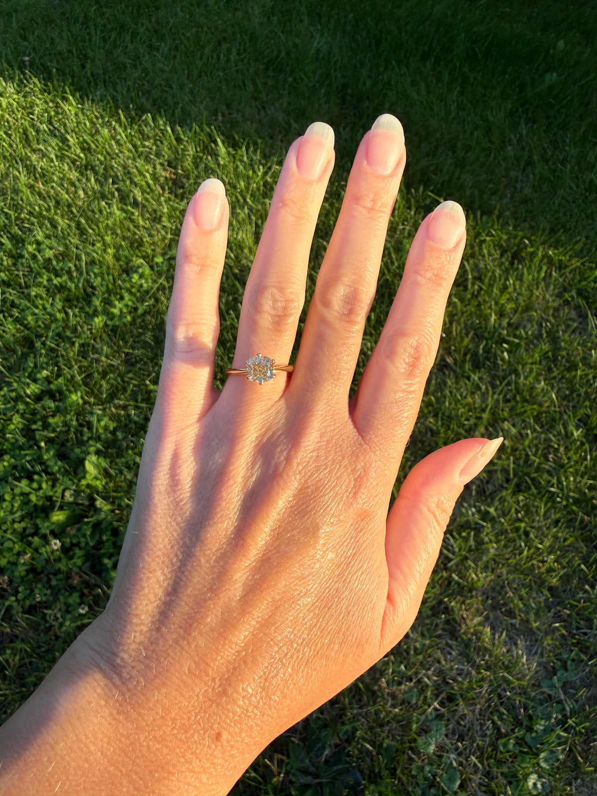 Fancy Brownish Yellow Eye Clean 1.52 Carat Cushion Cut DIAMOND Ring w/ CERT. French Vintage Solitaire 18k Gold Engagement Paris Find